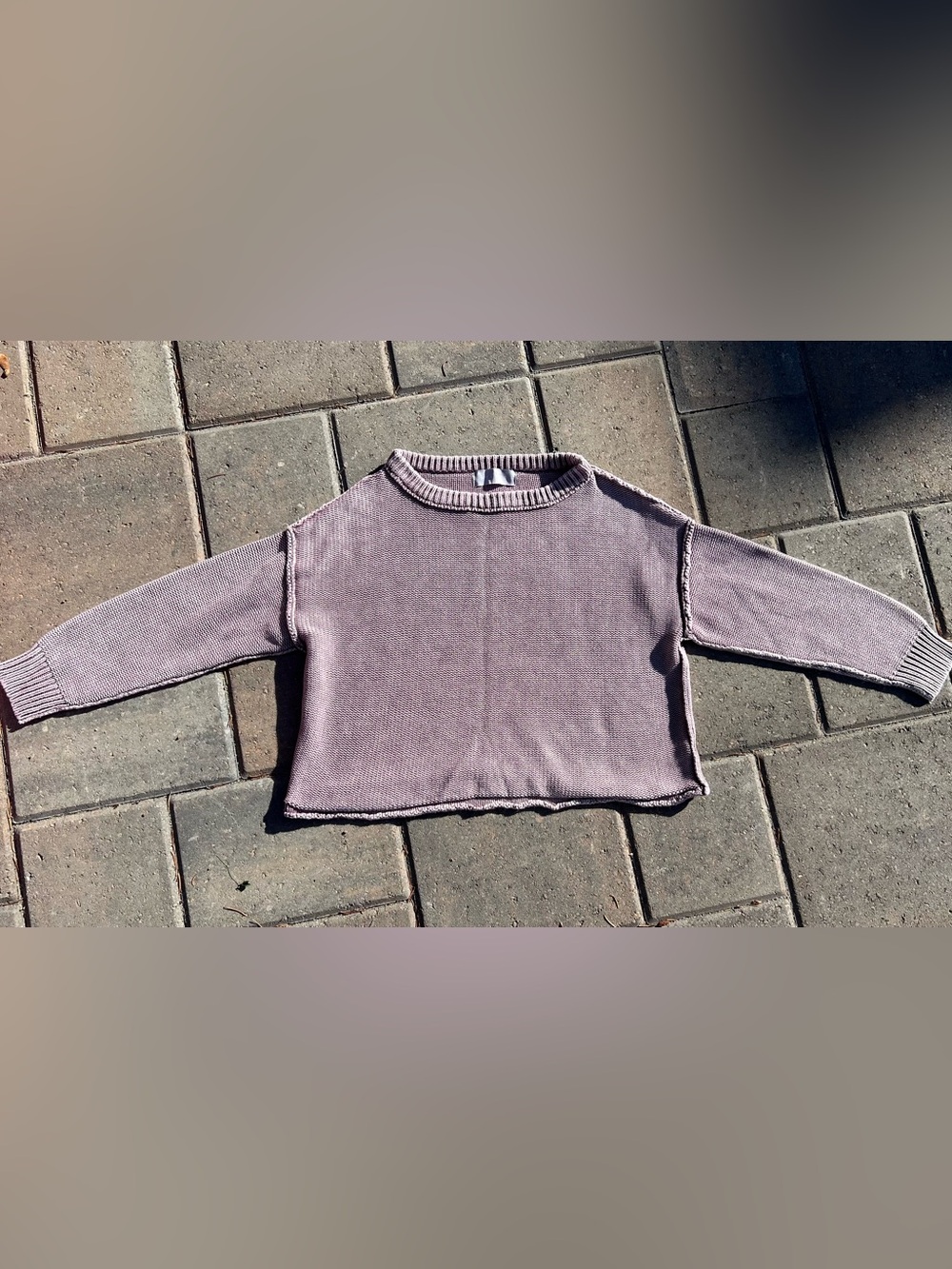 NYLAND Mauve Chunky Knit Cropped Sweater - Exposed Seams & Raw Hem (Size S)